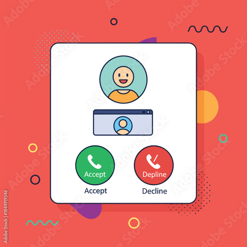 Incoming Video Call Interface with Accept and Decline Buttons.