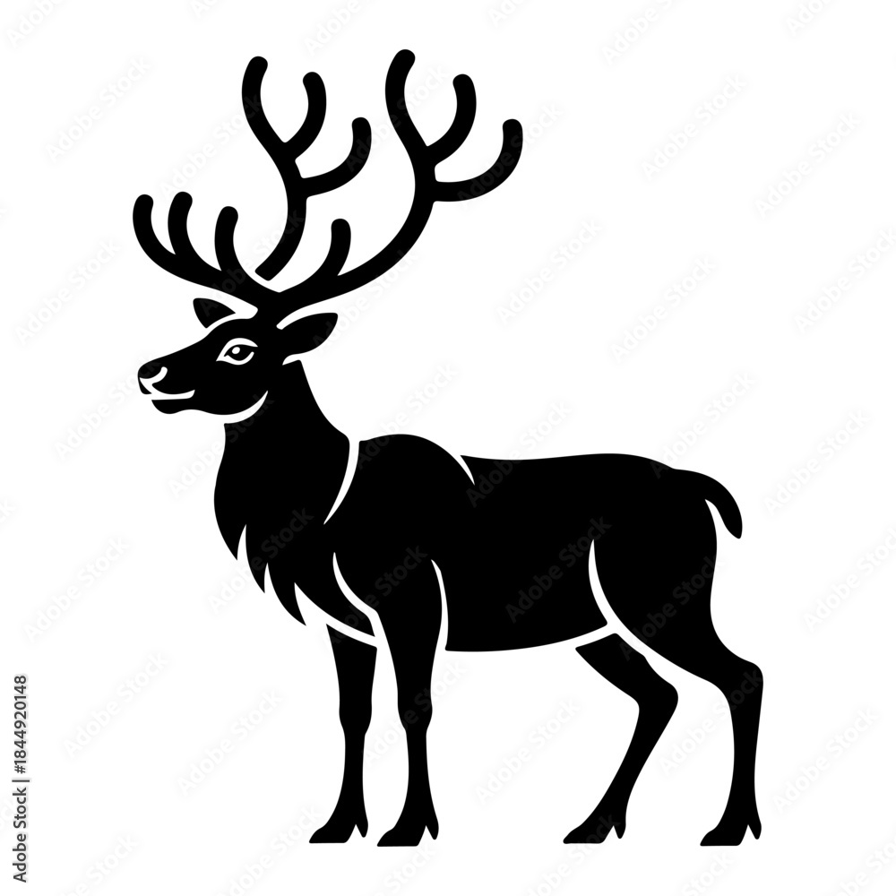 Fototapeta premium Reindeer black silhouette