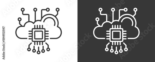 Cloud Computing Icon Set Vector Collection Isolated In Black And White
