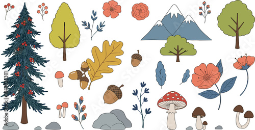 Detailed Hand-Drawn Vector Set of Knitting and Crochet Craft Supplies Featuring Wool Yarn Balls, Needles, Scissors, Buttons, and Handmade Tools.