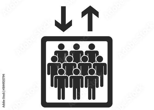 シンプルなエレベーターのピクトグラム　多人数　黒