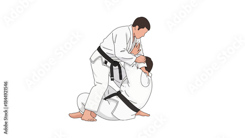 Martial arts instructor demonstrating self defense techniques with a student in a training session