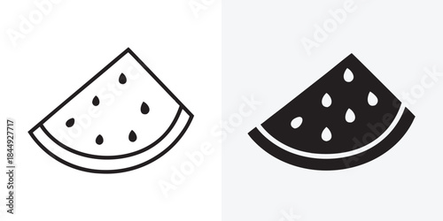 watermelon slice vector icon, Watermelon fruit silhouette, line art. vector illustration