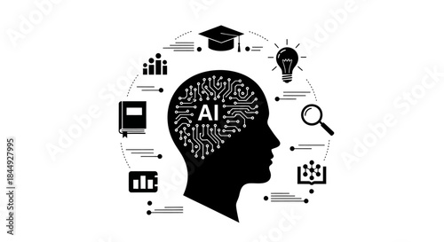 Artificial intelligence concept with learning elements