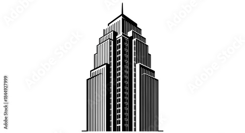Art Deco skyscraper with transparent background