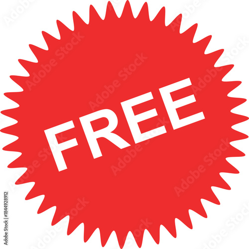 Sale free icon . Free label. Red free badge sticker vector . Free delivery icon
