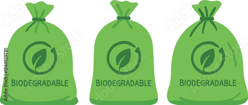 Three Biodegradable Bags Symbolizing EcoFriendly Solutions
