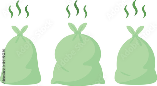 Three Compost Bags Emitting Steam in a Row