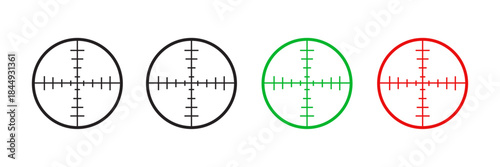 Set of minimalist target reticle icons with transparent background, depicting aiming symbols for precision, focus, and user interface designs, vector illustration
