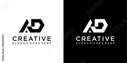 AD or DA initial letter logo design vector