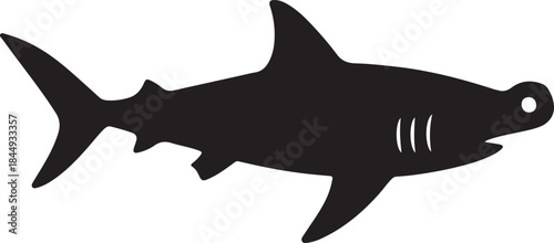Black silhouette icon of a hammerhead shark isolated on white