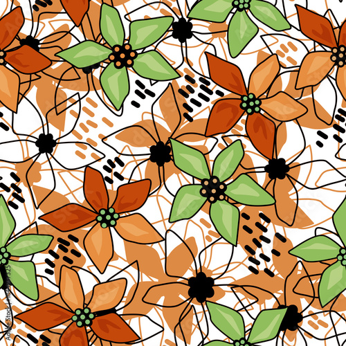 Floral multicolored sketch retro autumn 