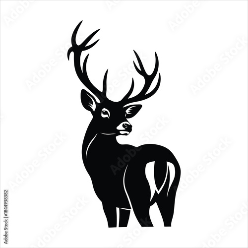 Majestic Stag with Antlers Silhouette - Elegant Wildlife Art