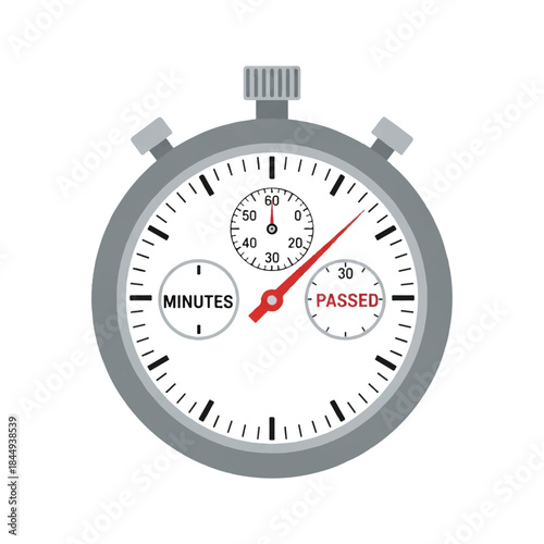 Stopwatch Showing Time Passed with Red Hand.