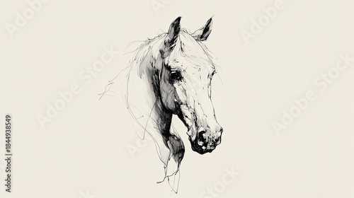Elegant sketch of a horse head on a minimalist background