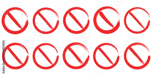 No symbol prohibition sign illustration. Red circle with diagonal slash, general ban icon, empty no entry symbol vector. Universal prohibition graphic for warning, safety. Red circle