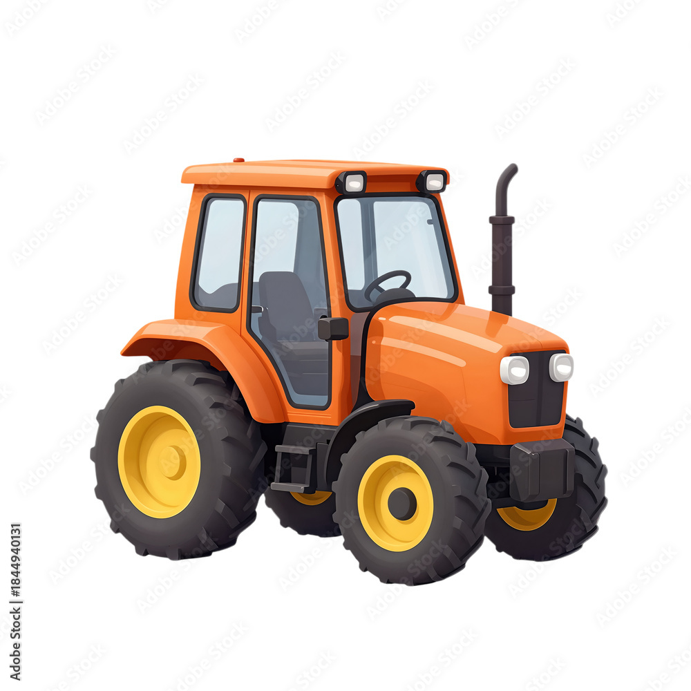Obraz premium Orange tractor with large black and yellow wheels