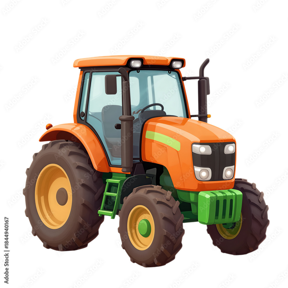 Obraz premium Orange Tractor Illustration with Large Wheels