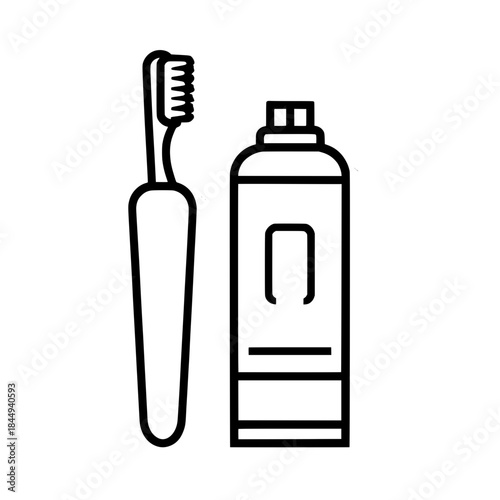 Toothbrush and Toothpaste Icon – Thin Line Dental Care