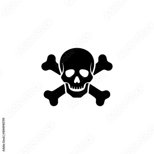 Skull and Crossbones Vector Icon: Danger and Poison Symbol