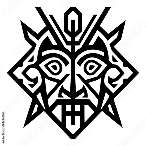 Ethnic Tribal Mask Logo Vector Geometric Style