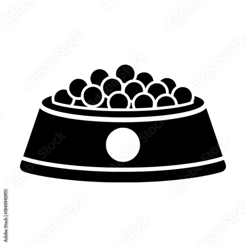 Pet Food Bowl Silhouette Icon – Dog or Cat Dry Food (Kibble) Symbol