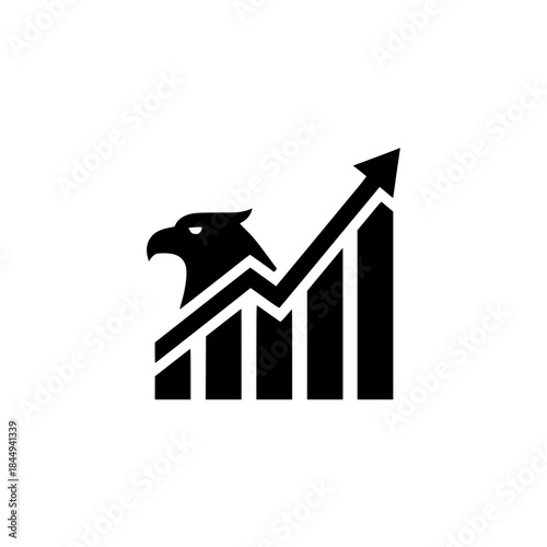 Business growth chart logo with eagle head, financial success concept