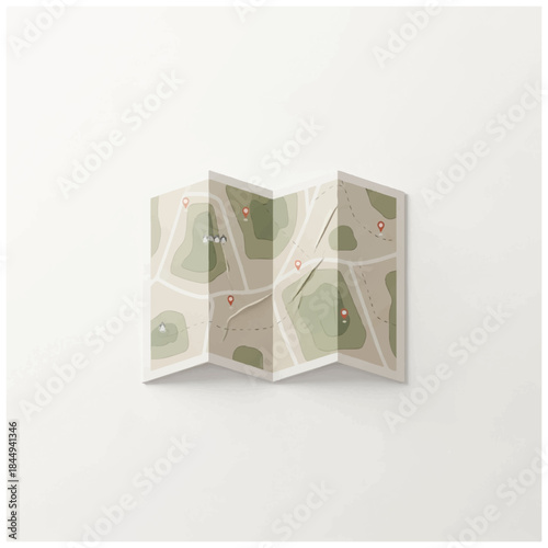 Folded Paper Map with Navigation Details.