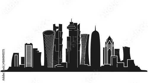 Doha, Qatar skyline silhouette vector