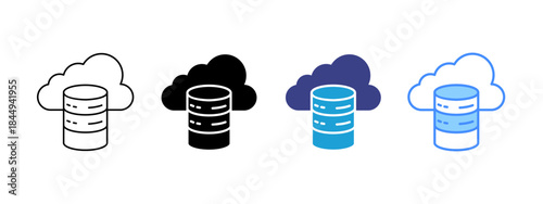 Data icon set multiple style collection