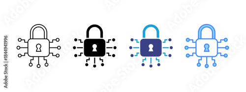 Encrypt icon set multiple style collection