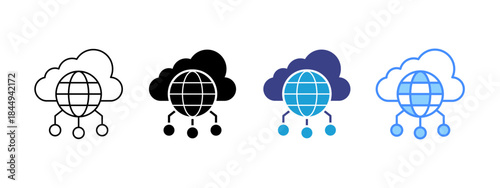 Cloud Networking icon set multiple style collection