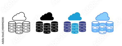 Data Center icon set multiple style collection