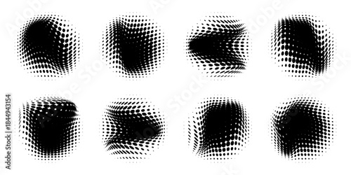 Halftone dotwork abstract fluid gradient elements