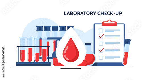Laboratory Medical Check Up with Blood Test and Diagnostic Tools