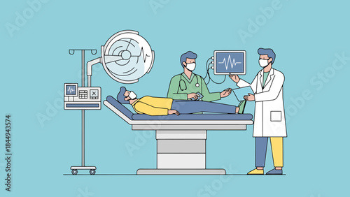Modern Medical Team Performing Surgical Procedure in Hospital Operating Room