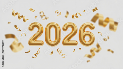 Golden 2026 Celebration with Confetti