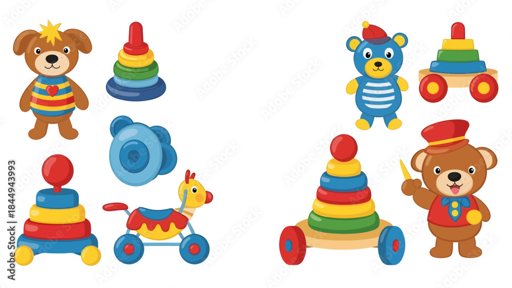 Fototapeta premium Colorful Toy Animals and Stacking Games for Kids in a Creative Learning Environment
