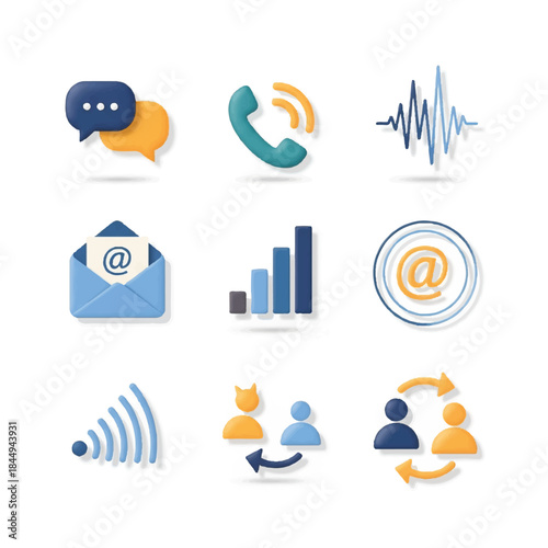 Collection of Modern Communication Icons Set.