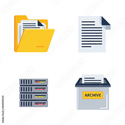 Digital Files and Storage Devices Illustration.