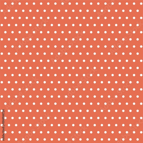 Seamless retro geometric pattern with small white dots on orange background