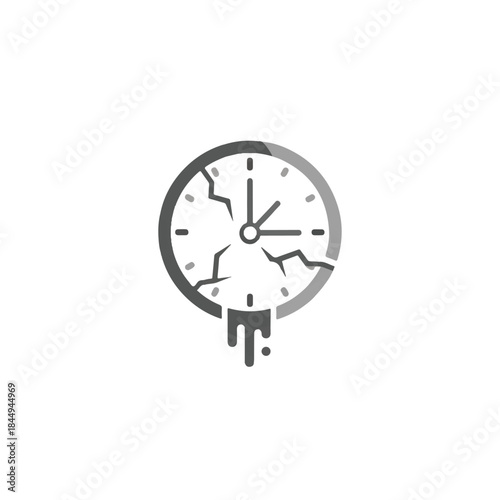 Broken Clock Face with Cracked Dial.