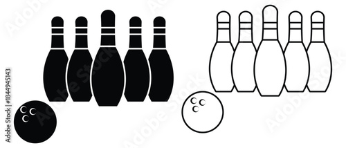 Bowling ball and pin sign and symbol for sport logo, web and mobile app. Bowling icon vector design. Vector illustration.