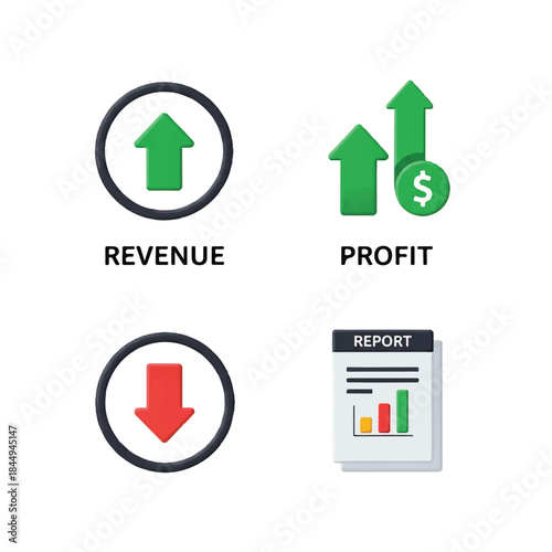 Financial Growth and Decline Indicators Illustrated.