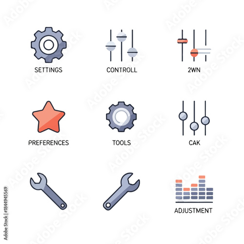 Settings and Tools Icons for Configuration.