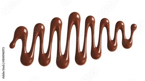 Brown Chocolate Sauce Dripping on White Background