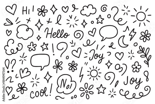 Icon cute background line flower element hand heart pattern star drawn. Background icon cute cloud vector sticker crayon cartoon child children arrow sketch summer school shape chalk text set graphic.