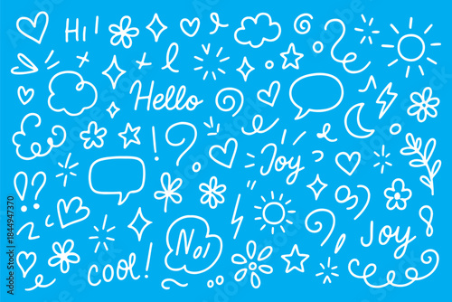 Icon cute background line flower element hand heart pattern star drawn. Background icon cute cloud vector sticker crayon cartoon child children arrow sketch summer school shape chalk text set graphic.