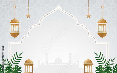 Elegant Islamic Background for Ramadan and Eid with Luxury Gold Decoration