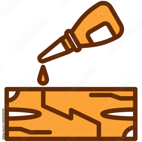 Epoxy Glue Dual Tone Color Icon, Mini Illustration Relate To Carpentry, Wood Industry. Use For Modern Concept, Ui, Ux Web And App Development.